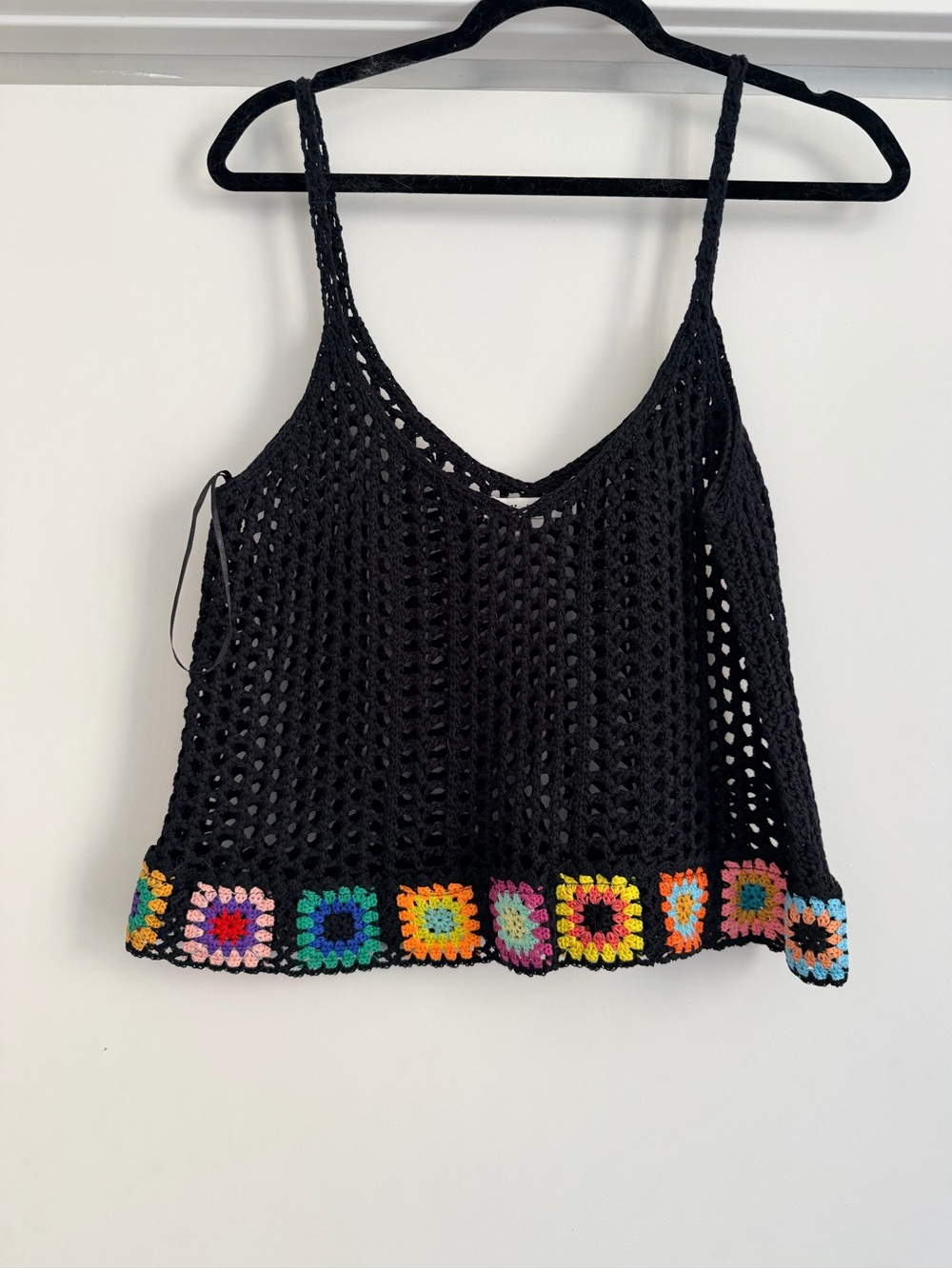 HYFVE Black Crochet Camisole with Multicolor Crochet Hem